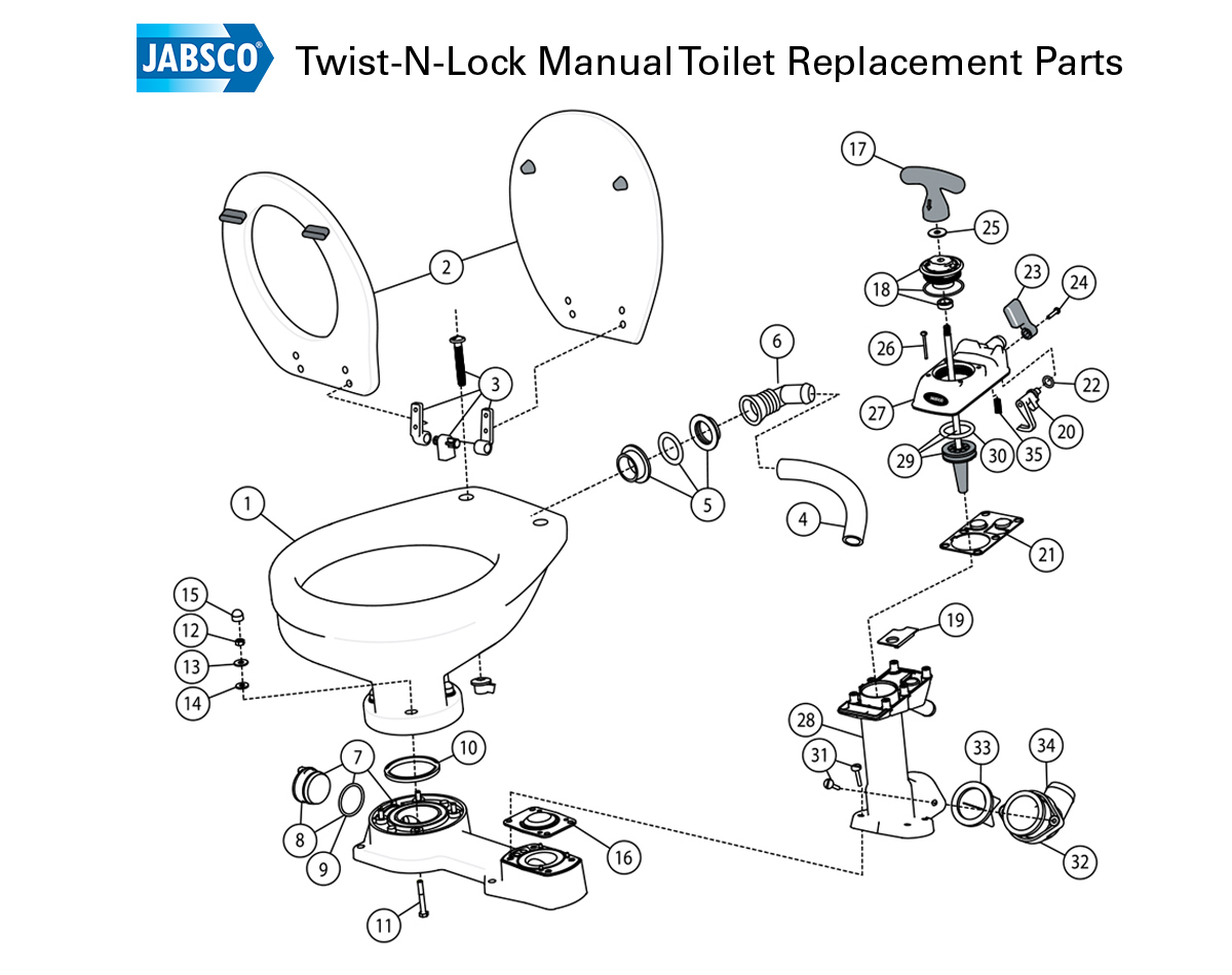 Twist-N-Lock Manual Toilets - Part #1 on exploded diagram