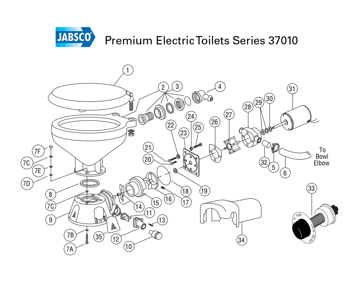Premium Series 37010 Electric Toilets - Part #12 on exploded diagram