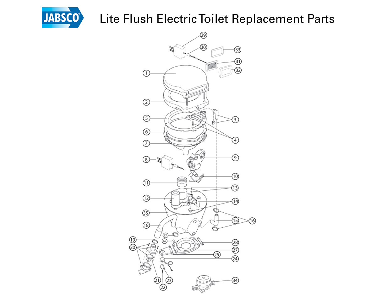 Lite Flush Electric Toilets - Part #20 on exploded diagram