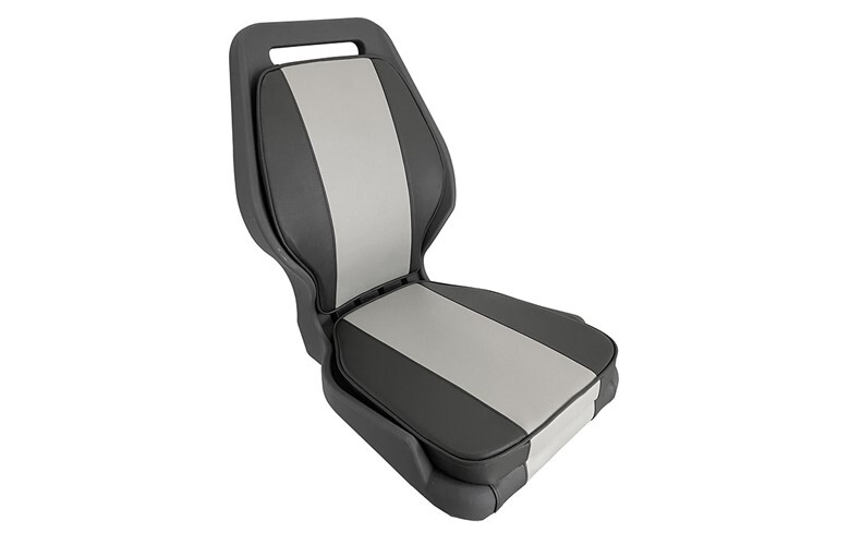 Moulded Boat Seat with Removable Grey Cushions - front view