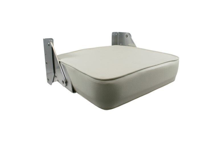Flip-Up Folding Jump Seat White with Polished Aluminium Hinges