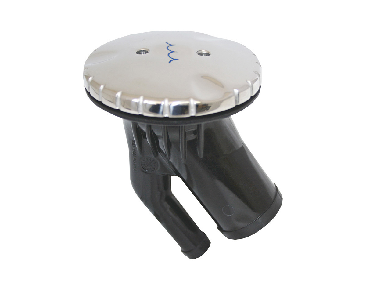 Vented Deck Fill Round Head Angled Shaft WATER Stainless Steel Cap
