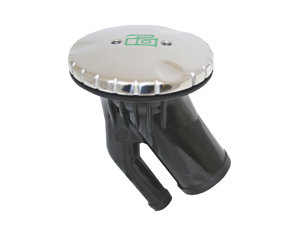 Vented Deck Fill Round Head Angled Shaft DIESEL Stainless Steel Cap