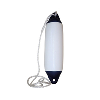 Boat Fender & Lanyard - White with Black Tops