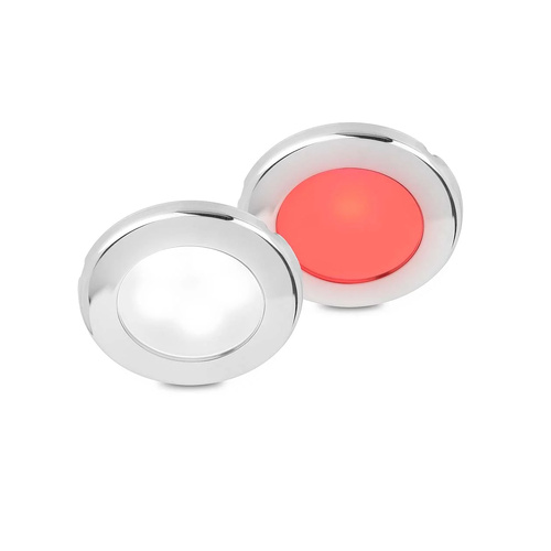 EuroLED75 Screw Mount Downlight White/Red with Stainless Steel Rim 12v