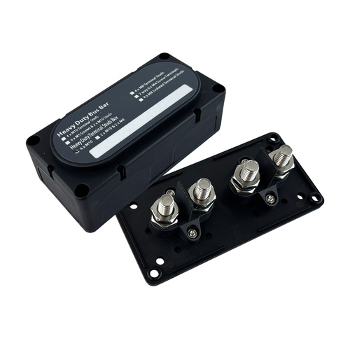 Heavy Duty Insulated Terminal Box 4xM10 Stud with Black Cover