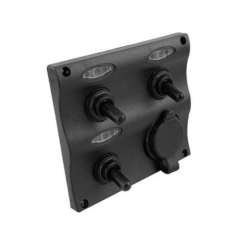 Water Resistant Wave Switch Panel 3 Gang with LEDs & Dual USB Charger