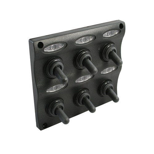 Water Resistant Wave Switch Panel 6 Gang with LED Indicators