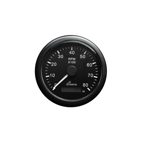 Wema Gasoline Tachometer Black 12/24v