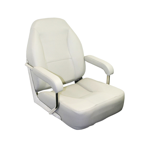 Mojo Deluxe Stainless Steel Helm Boat Seat Off-White