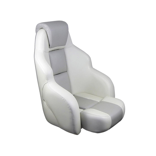 RS56 Blue-Water High Back Flip-Up Boat Seat Off-White/Mid Grey