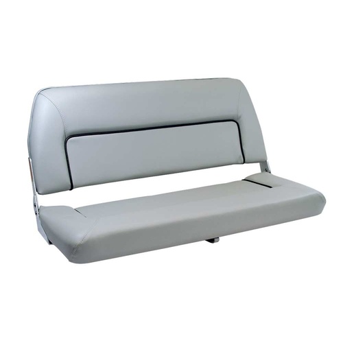 S90 Double Folding Bench Boat Seat - Mid Grey/Dark Grey Piping