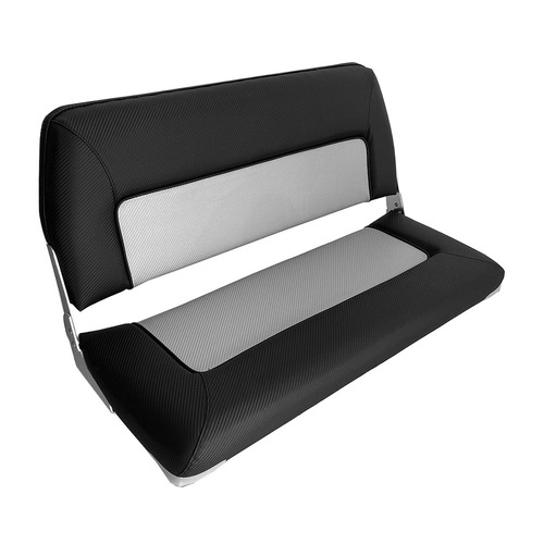 S90 Double Folding Bench Boat Seat - Carbon Black / Light Grey Carbon