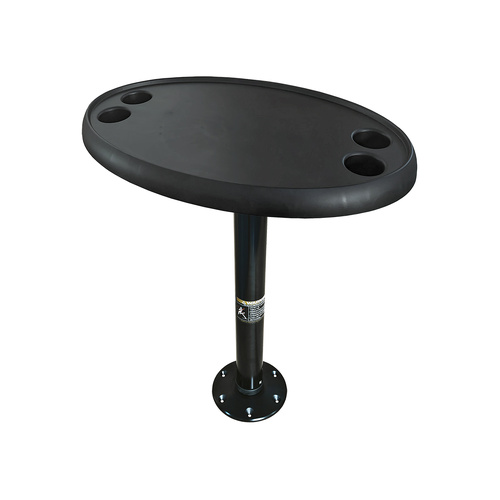 Plastic Black Table Top Oval Shape with 680mm Fixed Height Pedestal