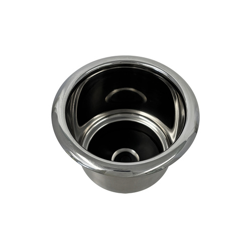 Drink Holder Polished Stainless Steel with Drain