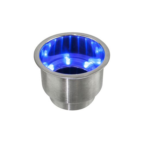 Drink Holder Stainless Steel with Blue LED Lights and Drain