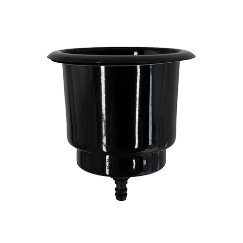 Drink Holder Large Stainless Steel Powder Coated Black with Drain