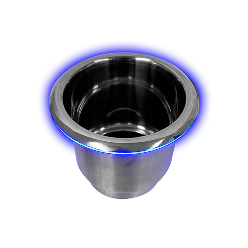 Drink Holder Polished Stainless Steel with LED & Drain