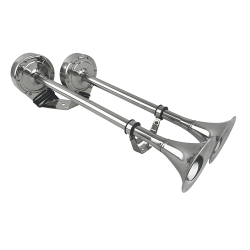 Stainless Steel Electric Dual Trumpet Boat Horn 12 Volt