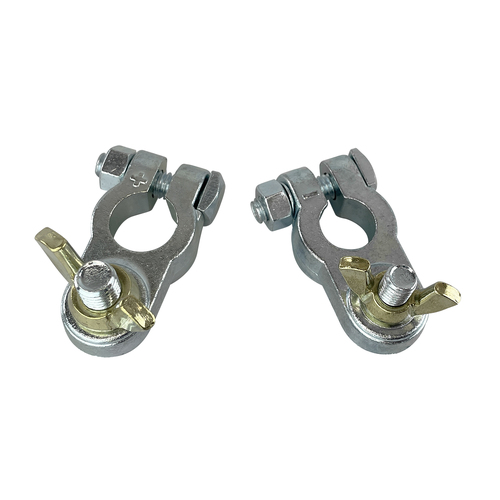 Battery Terminals Zinc Plated with Brass Wingnuts (Pair)