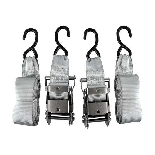 Tie-Down Ratchet Stainless Steel 400kg 1.5m x 50mm Pair