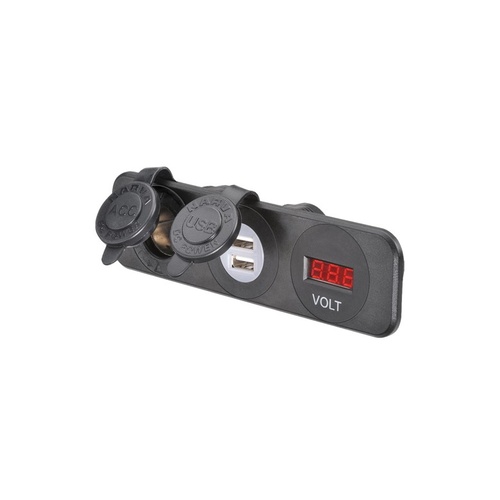 Heavy-Duty Accessory/Dual USB Sockets and 12/24V DC LED Volt Meter