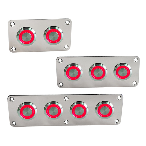 Stainless Steel Push Button Switch Panels On/Off Red