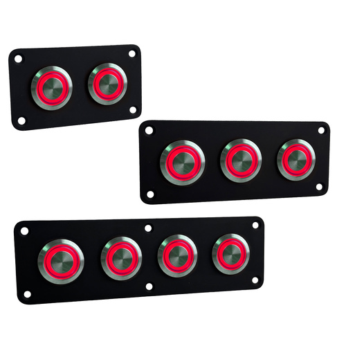 Black Coated Stainless Steel Push Button Switch Panels On/Off Red