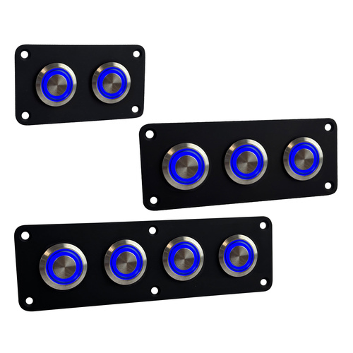 Black Coated Stainless Steel Strip Panels with Stainless Steel Switches Blue LED