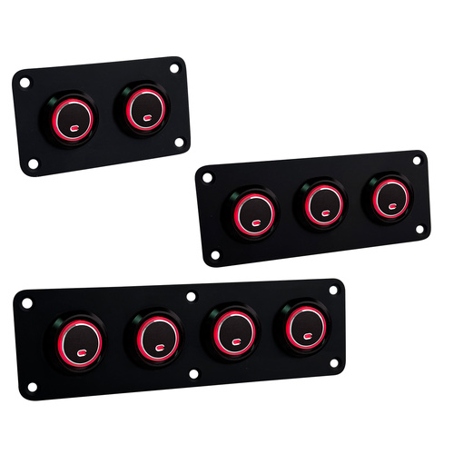 Black Coated Stainless Steel Push Button Black Switch Panels On/Off Red