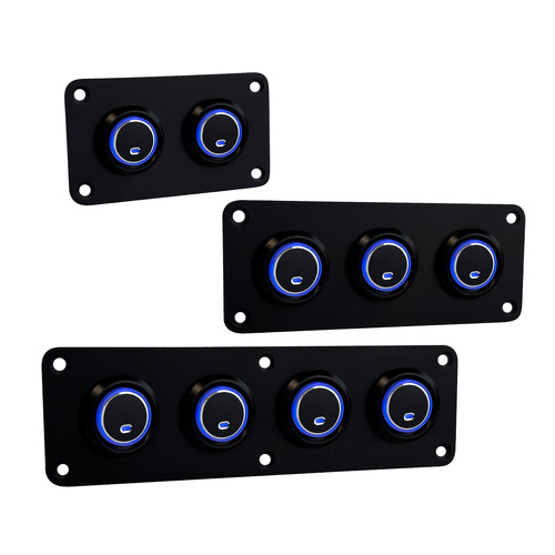 Black Coated Stainless Steel Strip Panels with Black Switches Blue LED