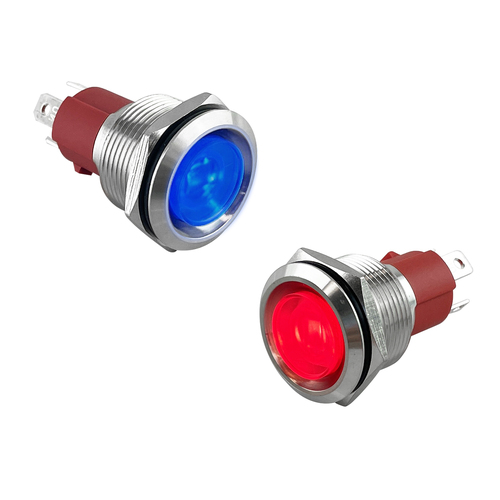 Water Resistant Stainless Steel Solid LED Push Button Switch 15A 12/24V