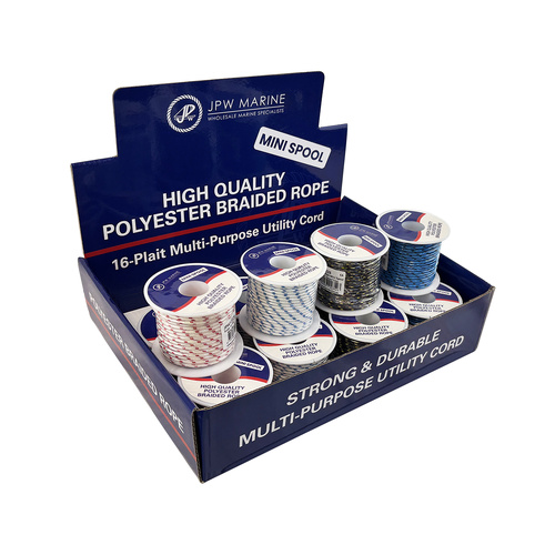 Polyester 16 Plait Rope Mini Spools 12 Pack with Display Box
