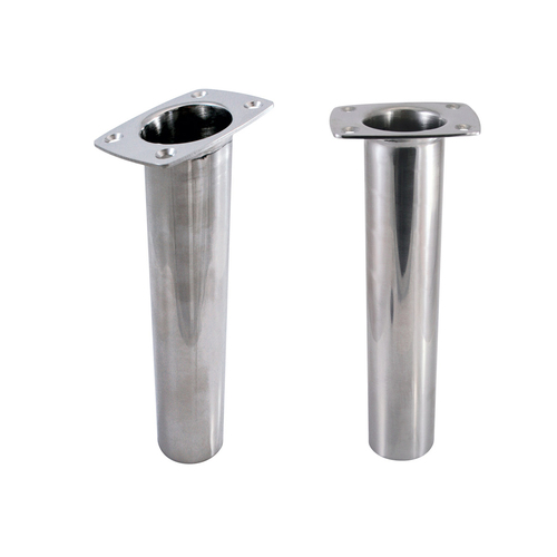 Stainless Steel Flush Mount Rod Holder - Straight or Angled Head