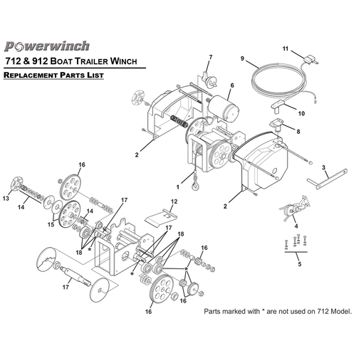 Powerwinch Spare Parts Guide for 712 & 912 Trailer Winch
