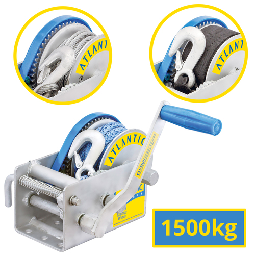 Atlantic Marine Trailer Winch HD 1500kg 15:1/5:1/1:1