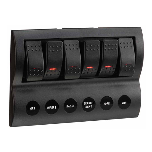 Narva LED 6-Way Switch Panel with Fuse or Circuit Breaker Protection