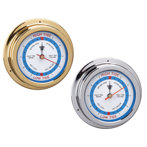 Tide Clocks Chrome Plated Brass or Polished Brass White Face 120mm