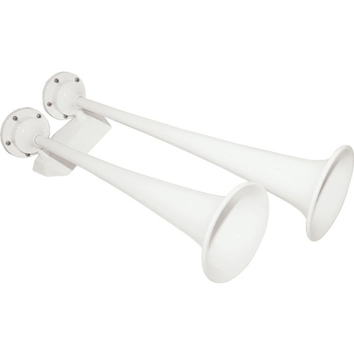 Dual Trumpet Electric Air Horn - White